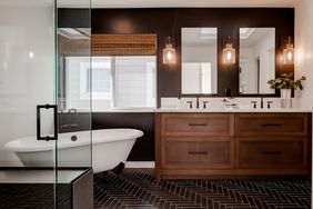 black chevron bathroom tile